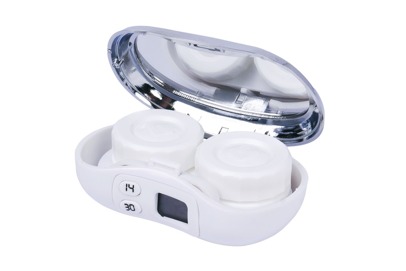 Elektroninis kontaktinių lęšių dėkliukas Rožinis